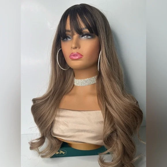 Balayage Caramel Blonde Wavy Wig with Dark Roots - Realistic appearance - Picture 6 of 7